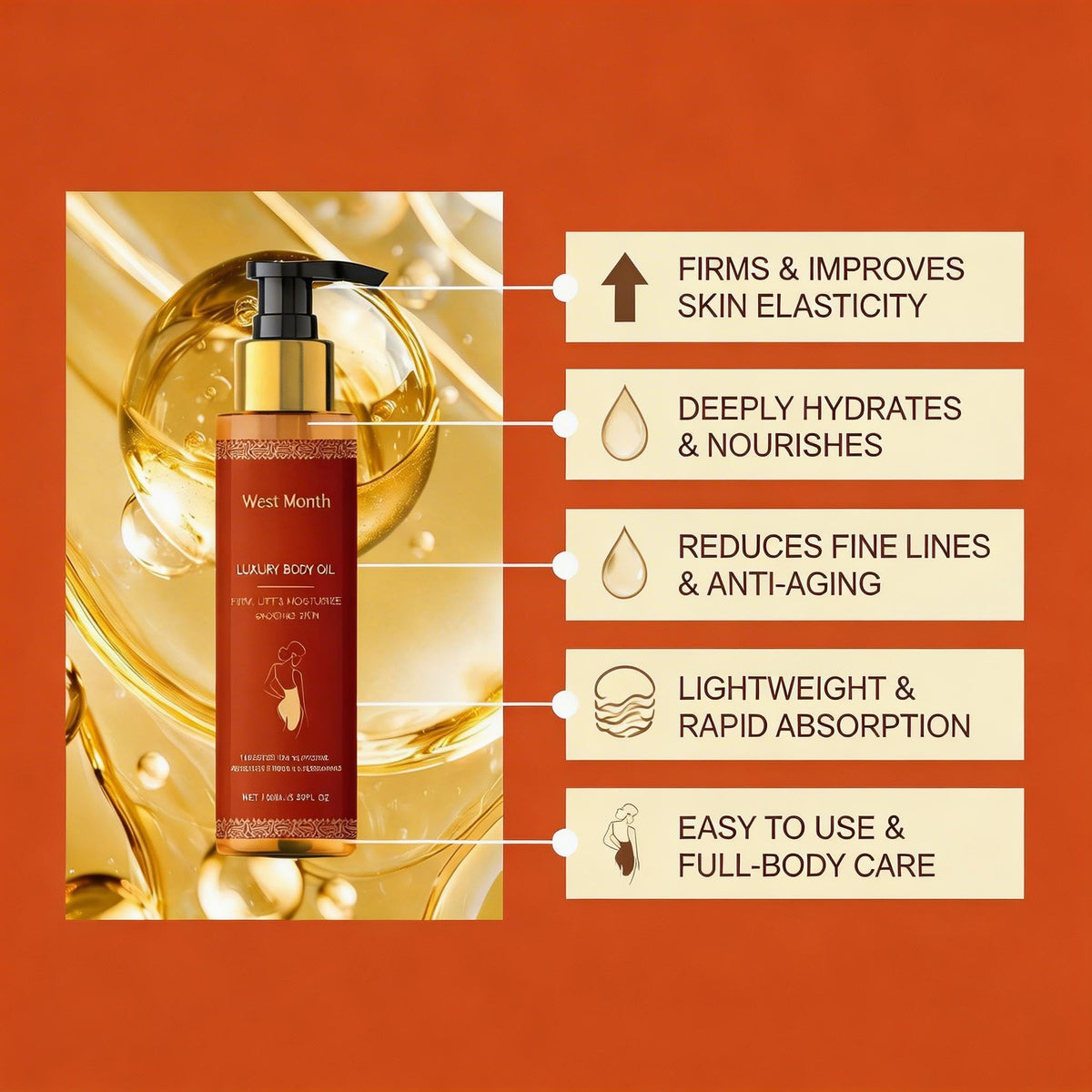 CJL CANKIRA Body Oil pump dispensing for easy use and quick absorption