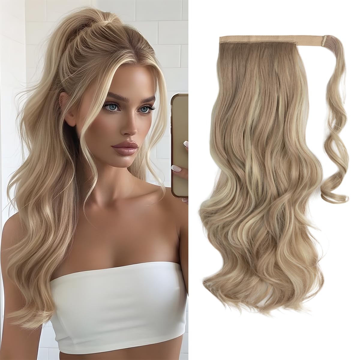 CJL HAIR 18-inch ponytail wrap-around with curly texture for natural-looking volume