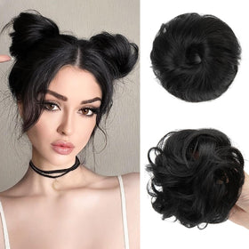 CJL HAIR 2pc small bun on black hair adds lightweight volume for thinning hair