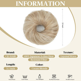 CJL HAIR mini synthetic curly bun side view blends with natural color for a natural look
