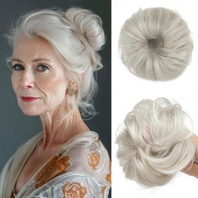 CJL HAIR 2PCs small messy bun in ice blonde adds lightweight volume