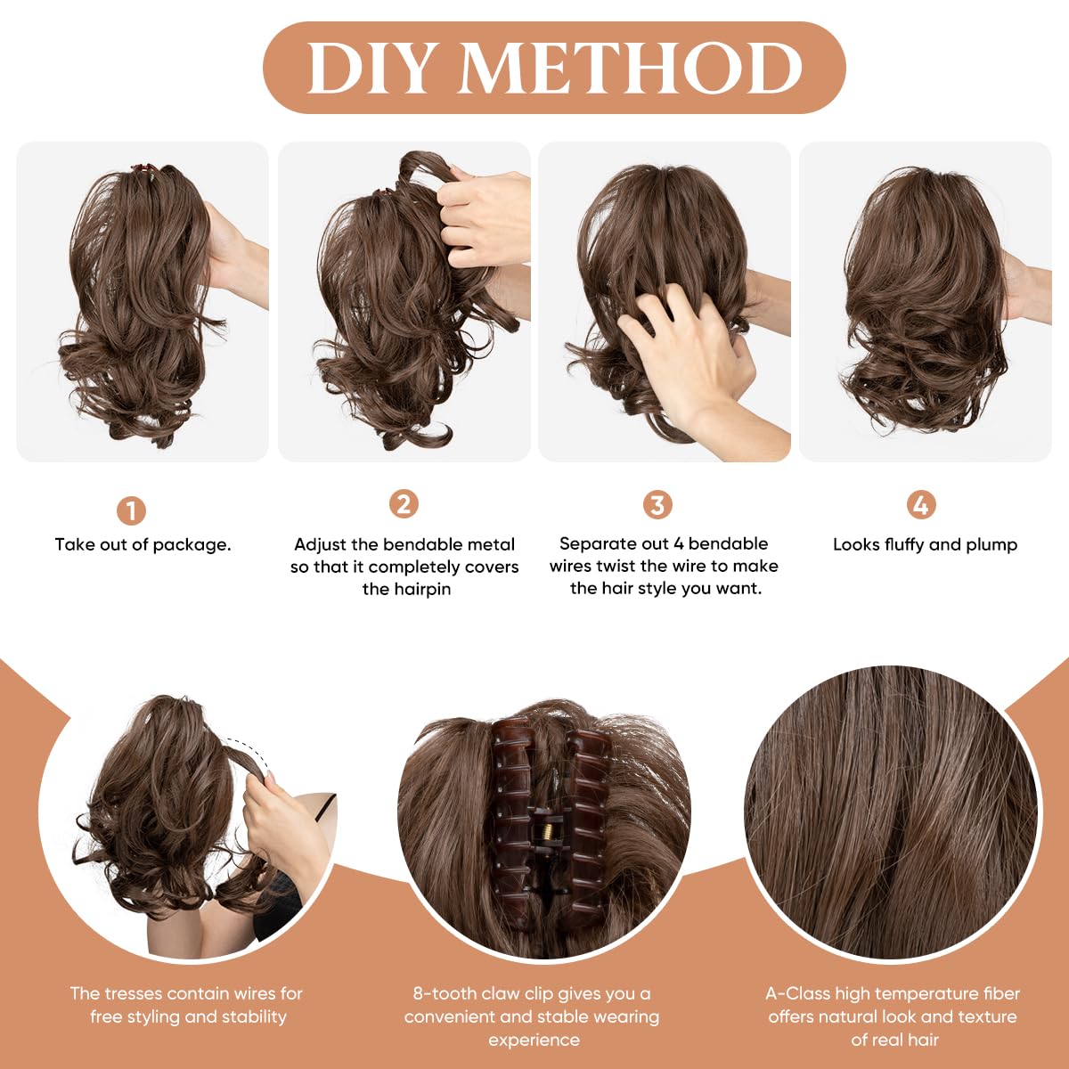 CJL HAIR messy bun hairpiece ash grey adds instant texture.
