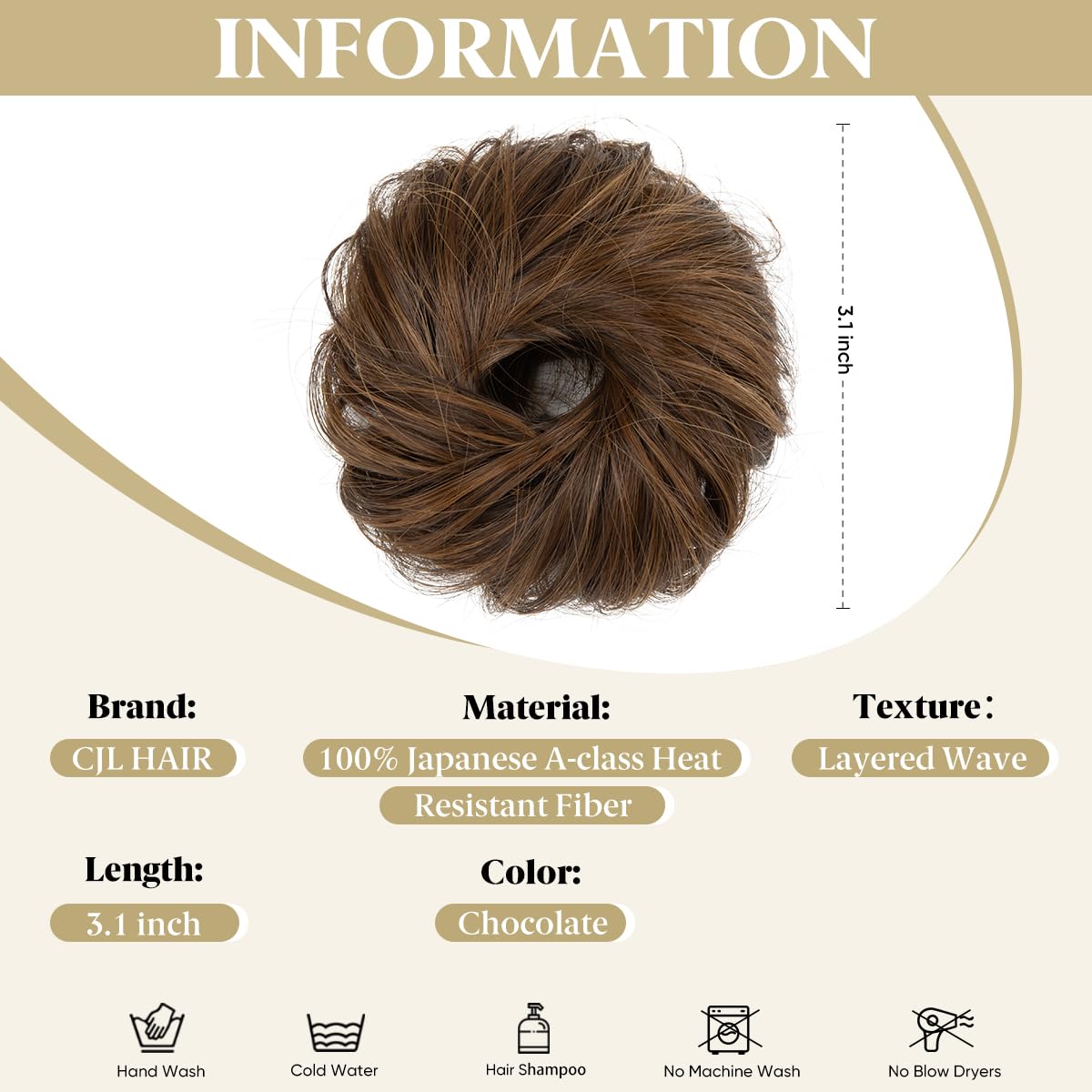 CJL HAIR mini curly bun closeup shows lightweight volume.