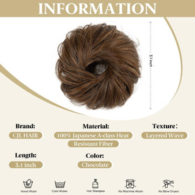 CJL HAIR mini curly bun closeup shows lightweight volume.