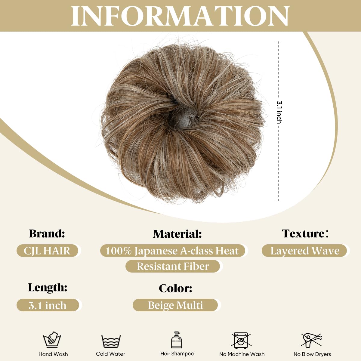 CJL HAIR mini curly bun for thin hair boosts lightweight volume