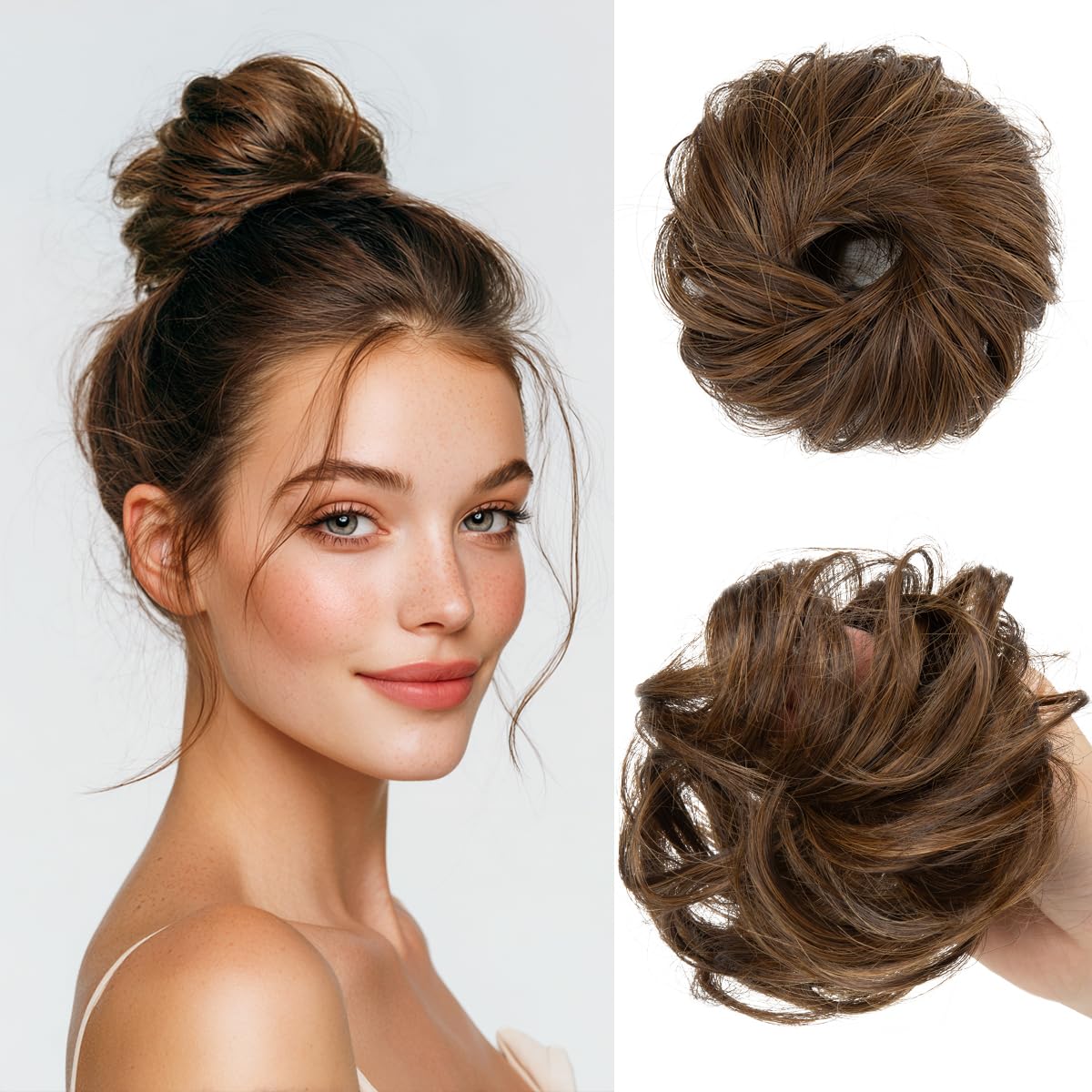 CJL HAIR small cute messy bun pack front view for quick styling.
