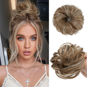 CJL HAIR small messy bun beige multi adds natural volume for thinning hair