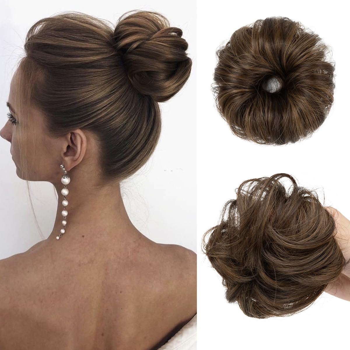 CJL HAIR small messy bun for thin hair adds lightweight volume and natural texture.