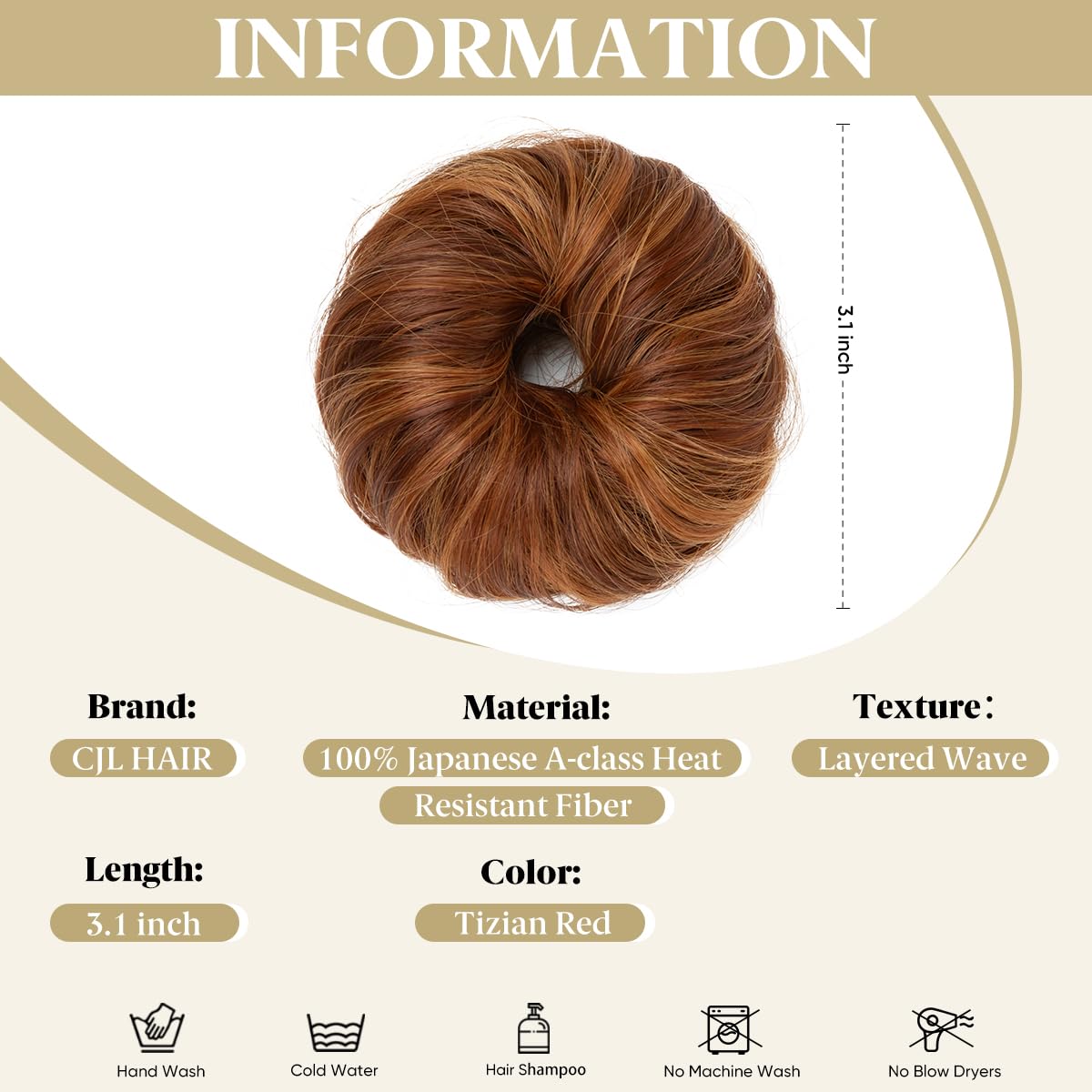 CJL HAIR thin-hair-friendly bun in Tizian Red ready for an easy updo