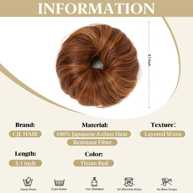 CJL HAIR thin-hair-friendly bun in Tizian Red ready for an easy updo