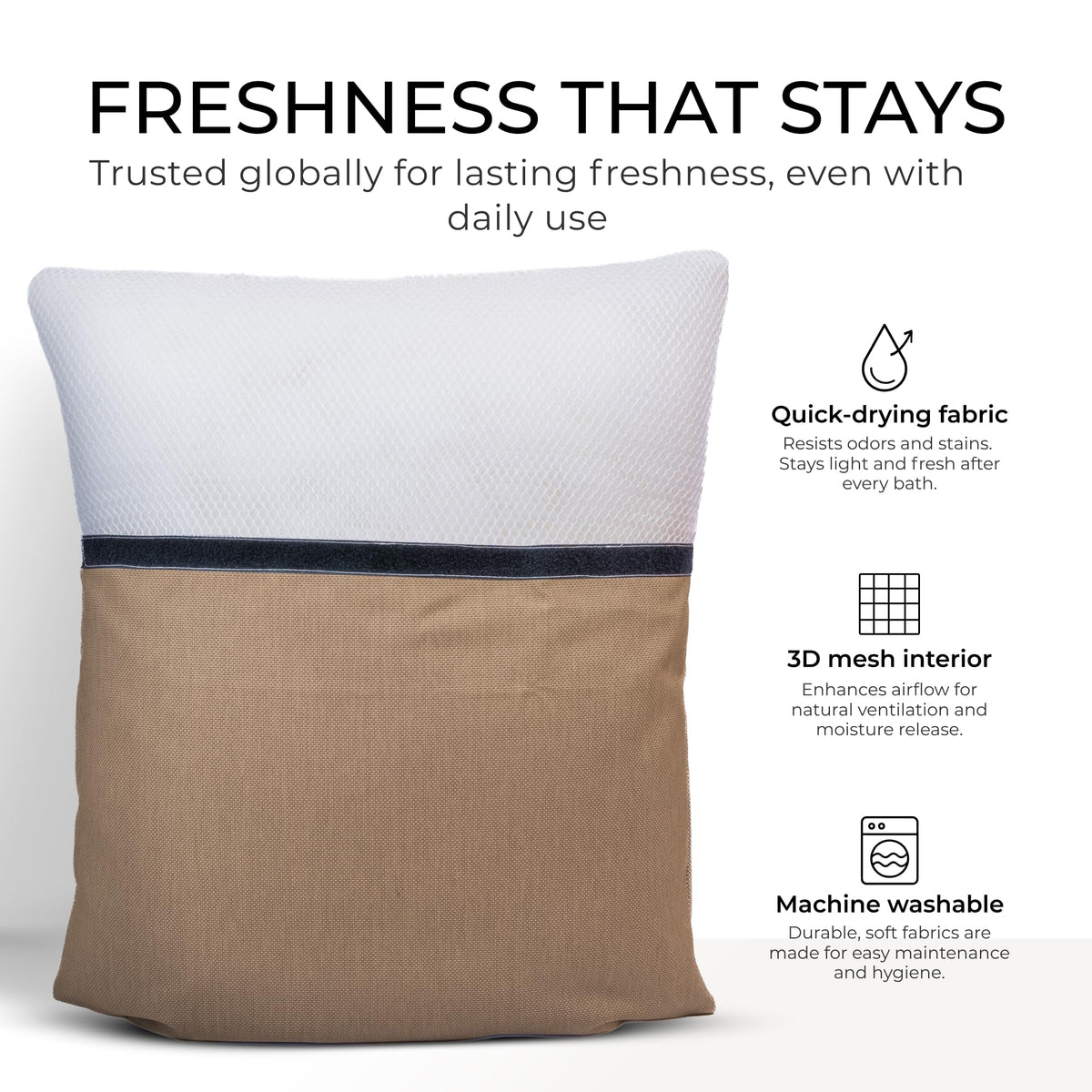 Claessonliving bath pillow odor-resistant material stays fresh between uses.