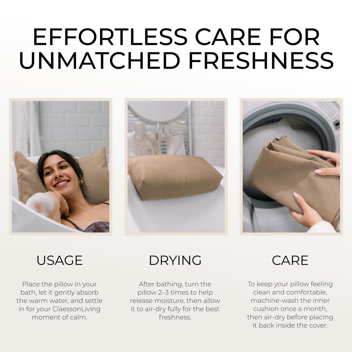 Claessonliving bath pillow versatile-use option for tub or pool.