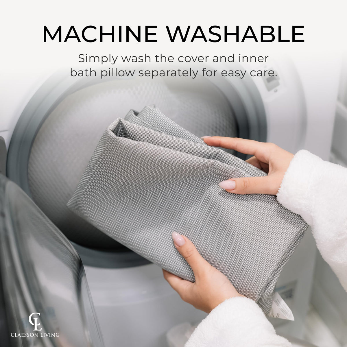 Claessonliving bath pillow for tub, durable fabric that resists odors and stains