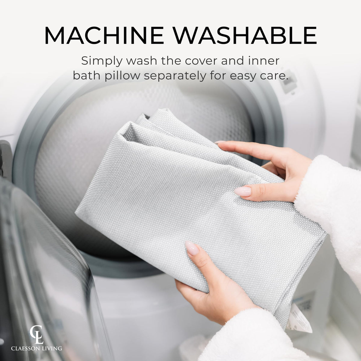 Generous extended size Claessonliving bath pillow for tub