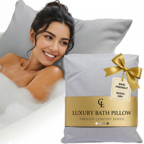 Claessonliving luxury bath pillow for tub, front view, supports head and neck for comfort