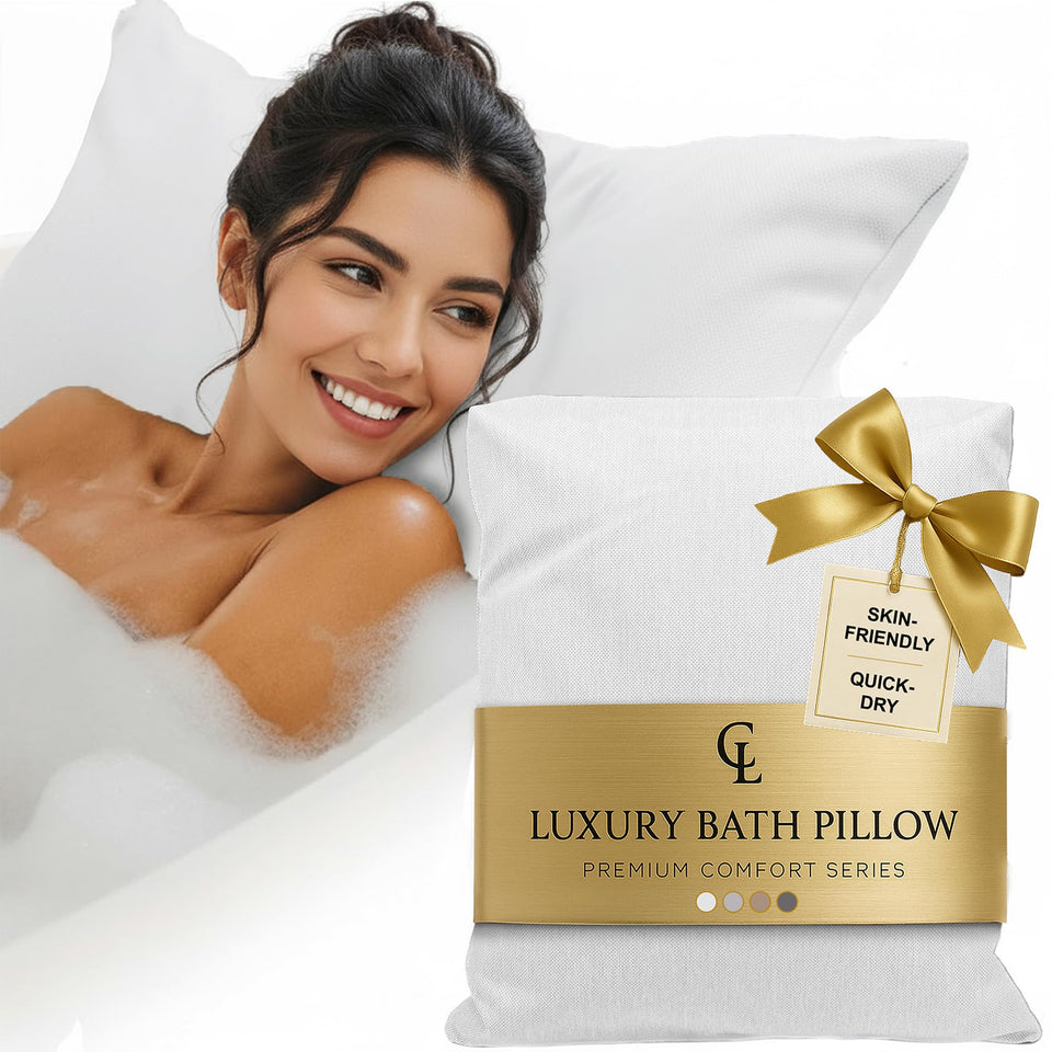 Claessonliving luxury bath pillow front view showing ergonomic shape for head support
