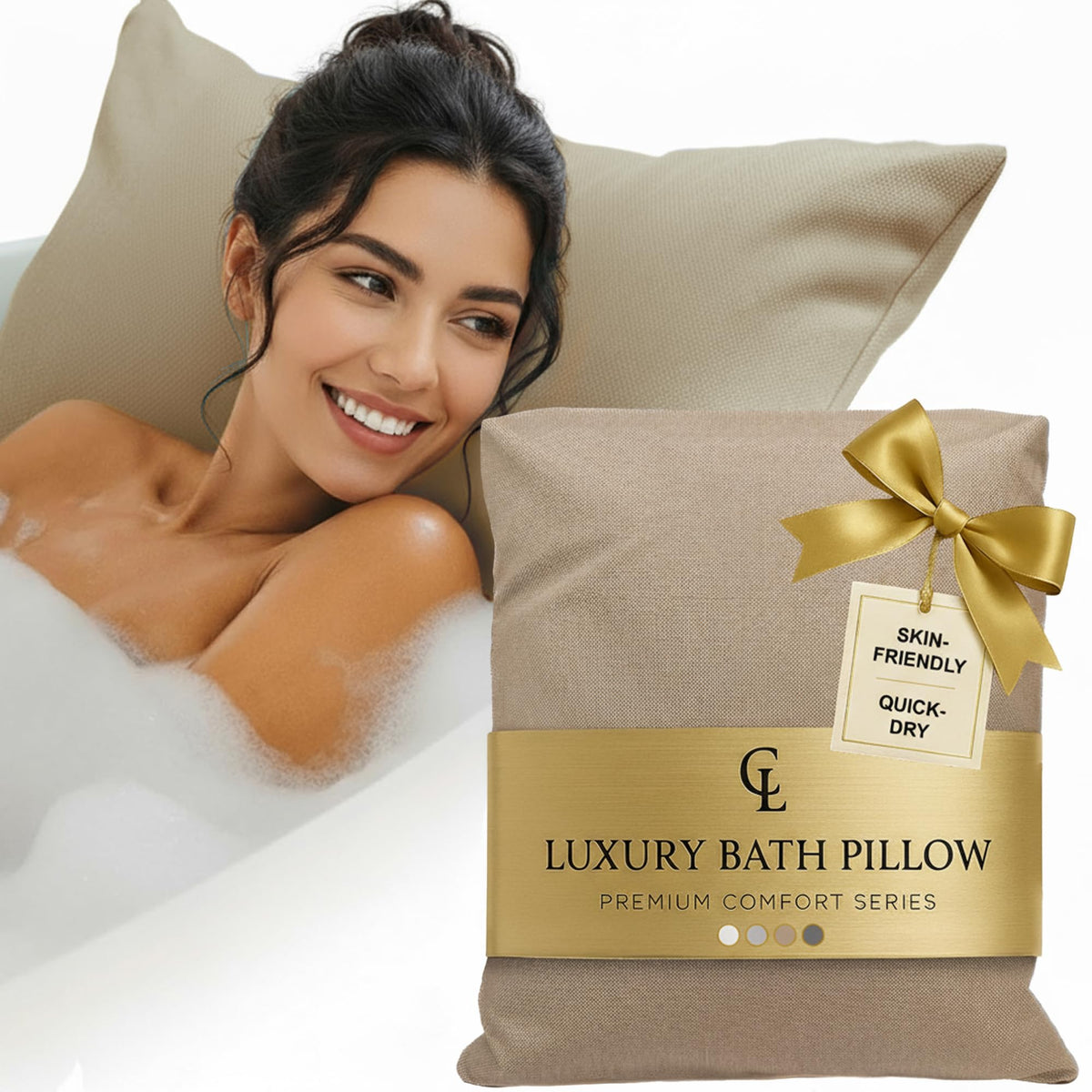Claessonliving luxury bath pillow head-neck support for relaxing soaks.