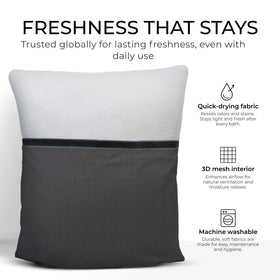 Claessonliving bath pillow highlights odor and stain resistance for clean use