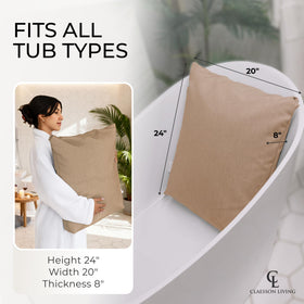 Claessonliving luxury bath pillow wide ergonomic design supports full body comfort.