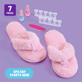 Toe separators and nail file included for pro-style prep at home.