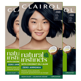 Clairol Natural Instincts 2BB blue-black color cream for natural gray blending.