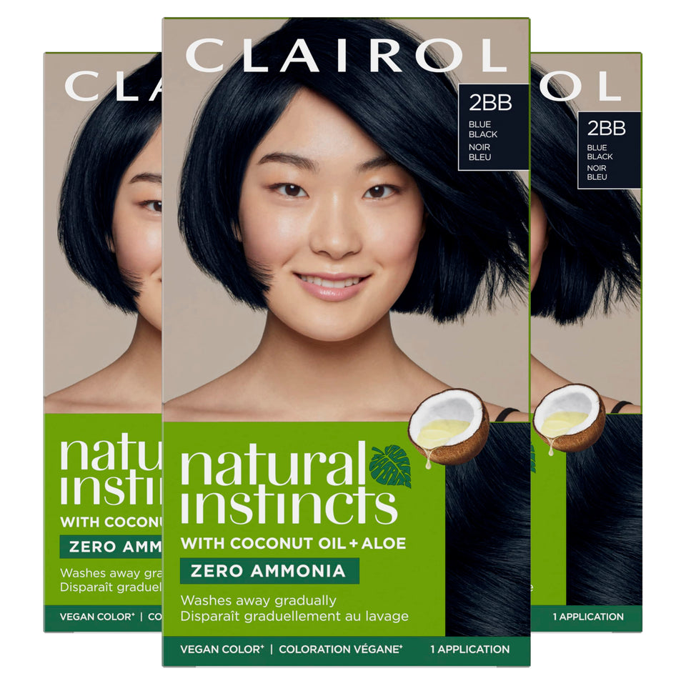 Clairol Natural Instincts 2BB blue-black color cream for natural gray blending.