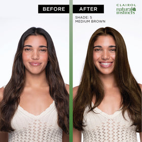 Clairol Natural Instincts activator bottle detail emphasizes gradual gray-blurring results.
