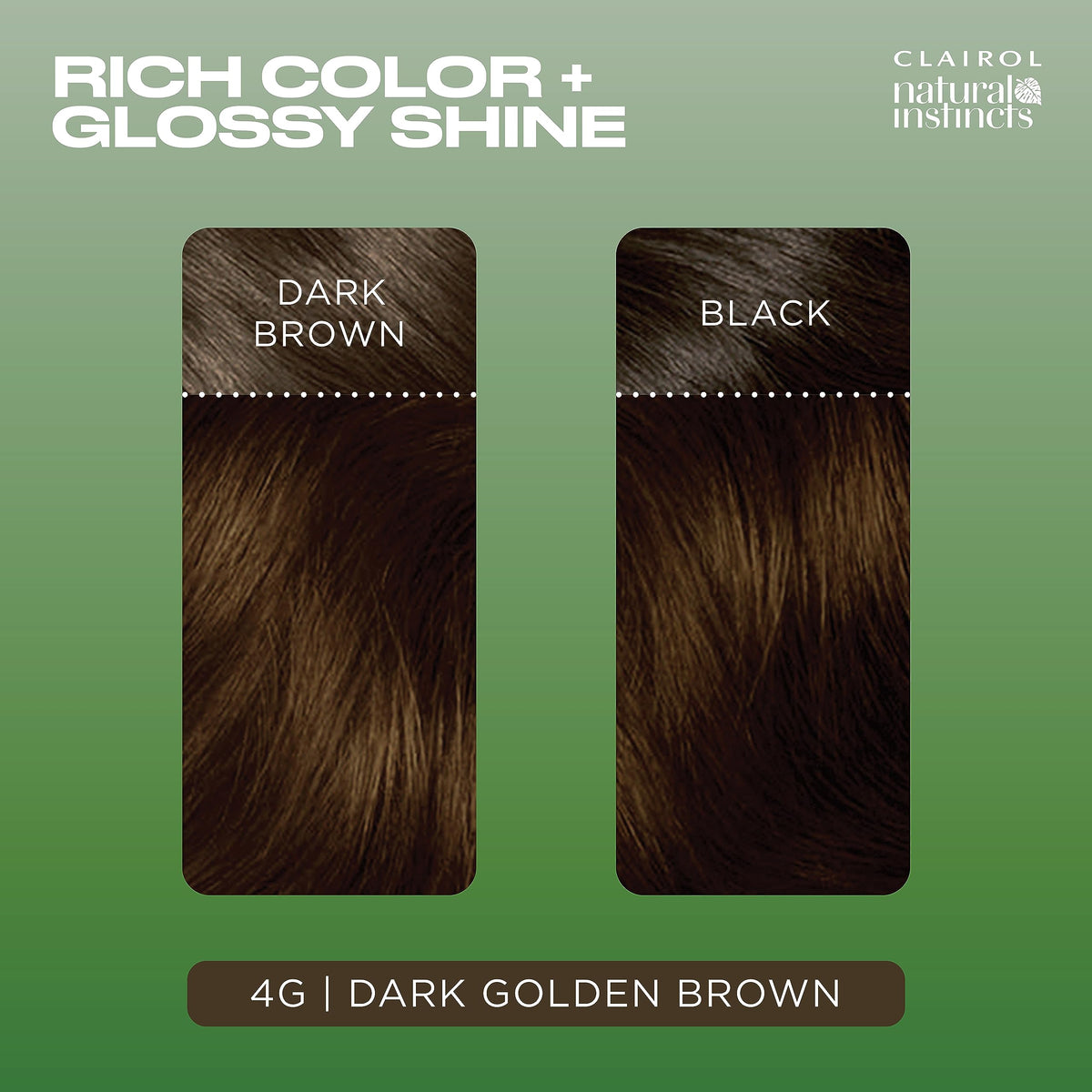 Clairol Natural Instincts brilliant shine conditioner shows post-dye gloss and smooth finish.