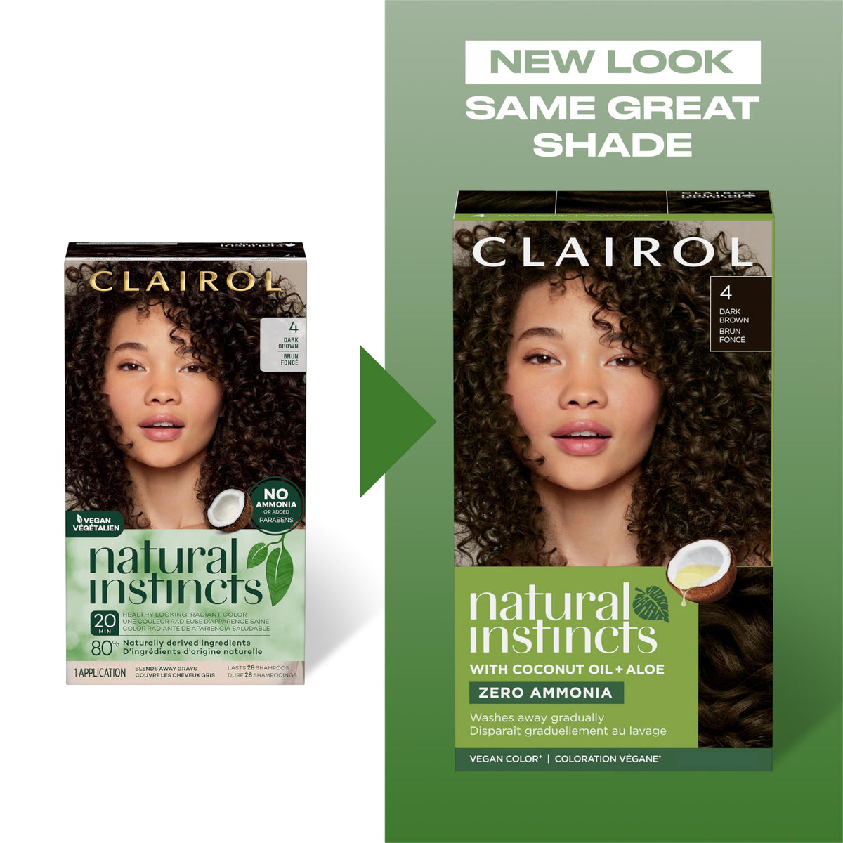 Clairol Natural Instincts kit opened with color cream and activator for at-home color