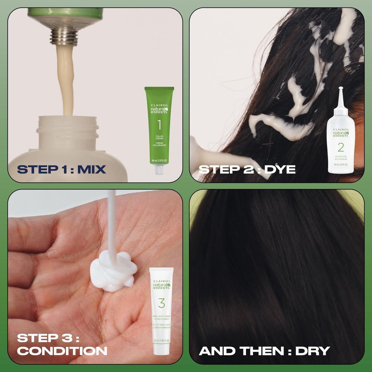 Clairol Natural Instincts 37 shade selection spread demonstrating natural hues