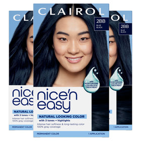 Clairol Nice'n Easy 2BB blue black box shown for natural gray coverage.