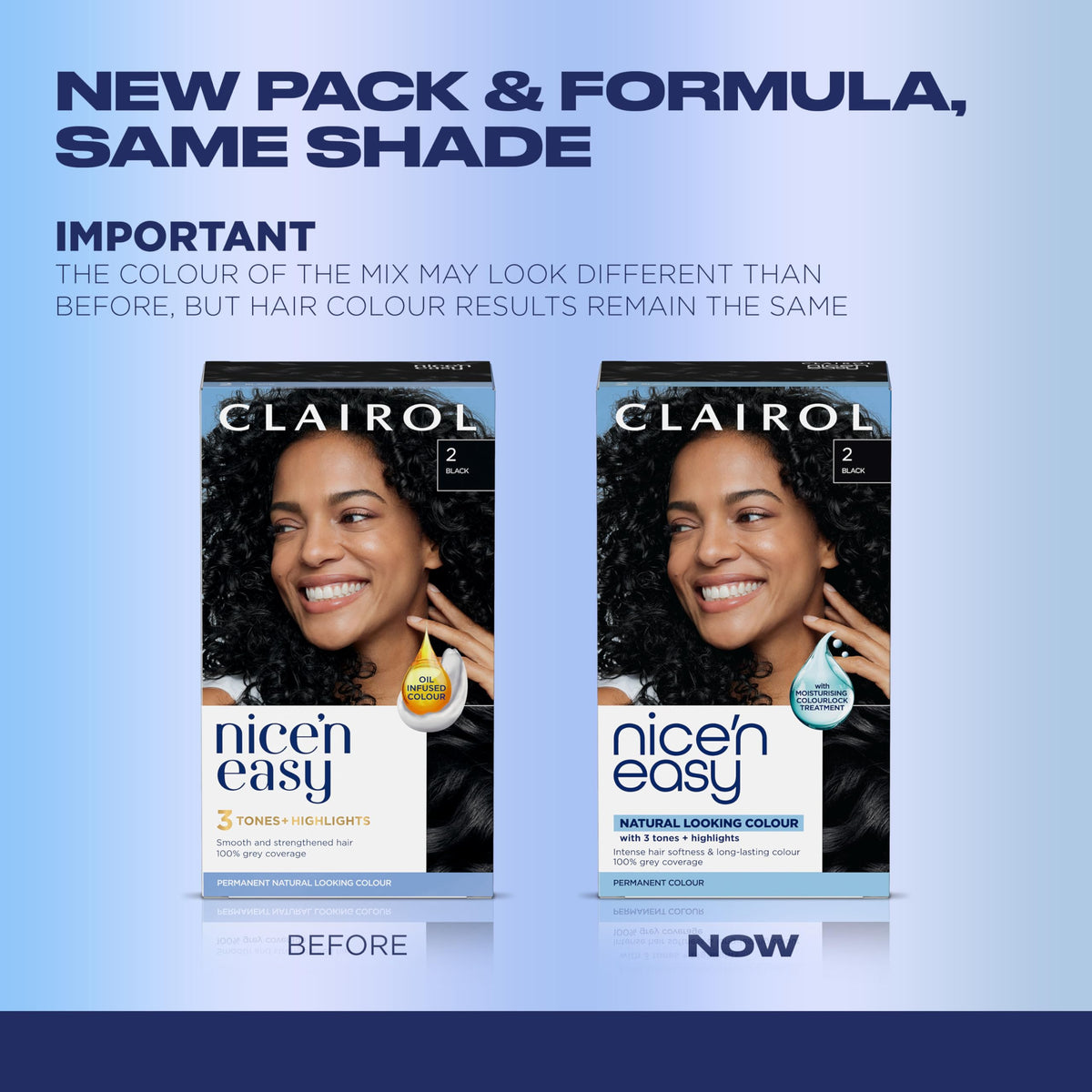 Clairol Nice'n Easy color bottle ready to mix for even uptake.