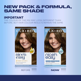 Clairol Nice'n Easy 6A ash brown kit components enable clean, precise dyeing.