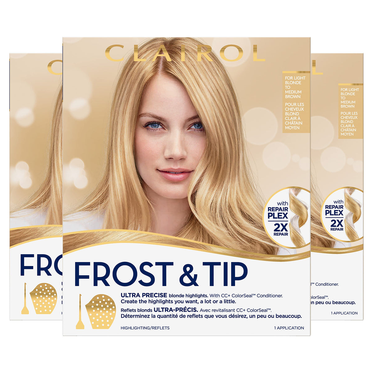Clairol Nice’n Easy Frost & Tip cap on hair for ultra-precise at-home highlights