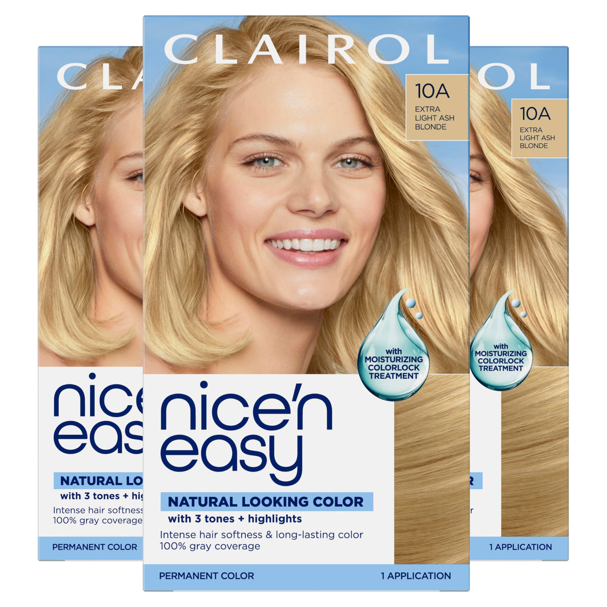 Clairol Nice'n Easy 10A packaging showcasing shade selector for easy at-home color.