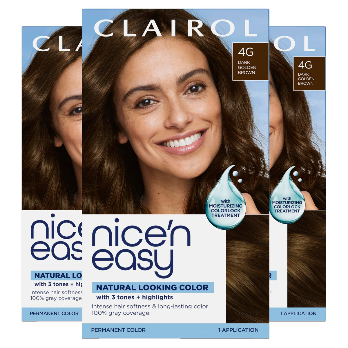 Clairol Nice'n Easy 4G color box showing natural gray coverage.