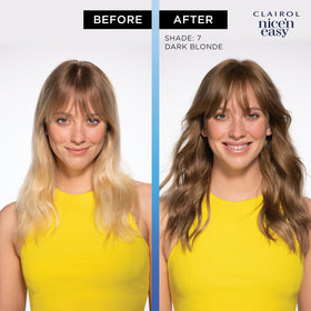 Clairol Nice'n Easy 4G dye bottle for even color uptake.