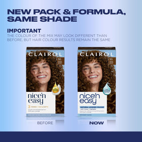 Clairol Nice'n Easy 4R shade swatch showing natural, multidimensional tones