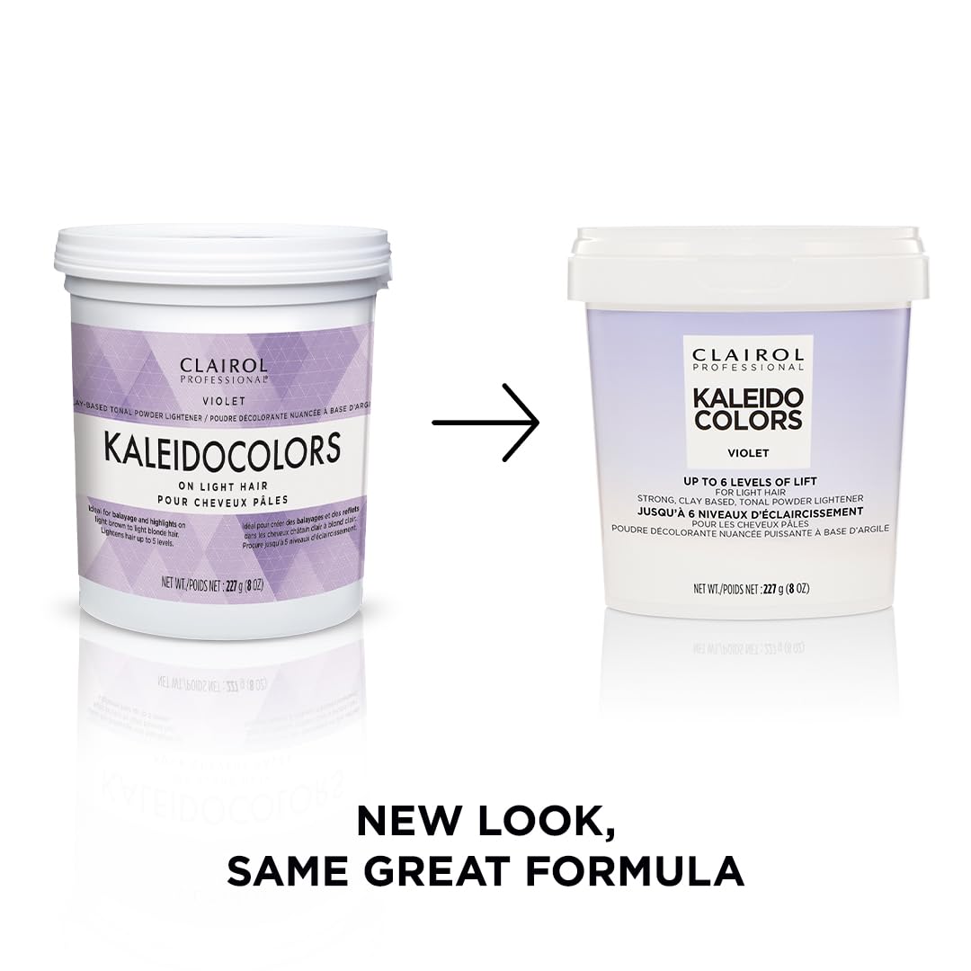 Kaleidocolors powder lightener packaging ready to mix for precise highlights.