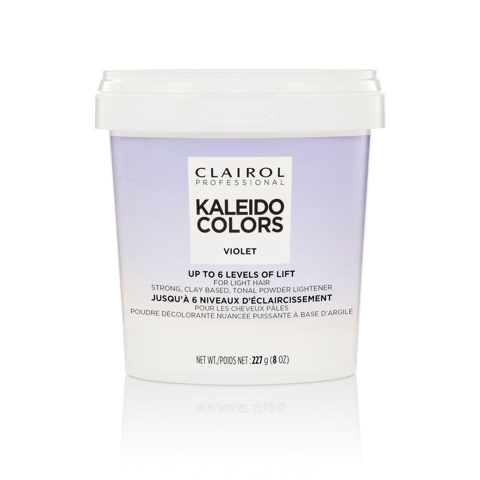Clairol Professional Kaleidocolors violet tub front for quick, even lift at home.