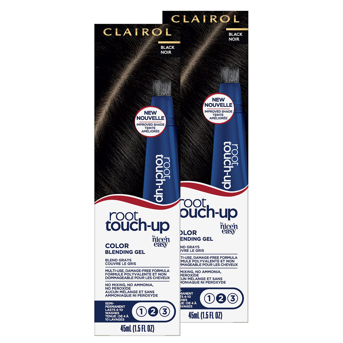 Clairol Root Touch-Up with built-in applicator brush for quick gray coverage.