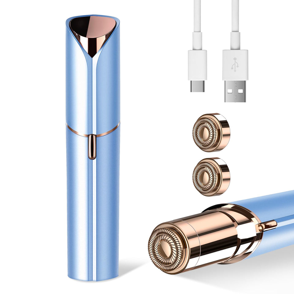 Claities facial hair remover in blue pen design for precise on-the-go grooming.