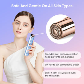 Claities facial hair remover USB rechargeable cable enables cordless operation.