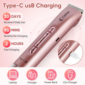 Claities rechargeable razor with USB charging for travel-friendly grooming.