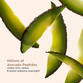 Clarins avocado peptides ingredient close-up suggesting nourishing hydration and plumpness.