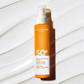Clarins Body Sunscreen Lotion Spray no white cast on skin during application