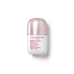 Clarins Bright Plus Serum bottle front showing premium brightening packaging.