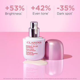 Clarins Bright Plus Serum dropper for precise application to target dullness.