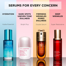 Clarins Bright Plus Serum multi-angle shot showing a premium brightening solution.