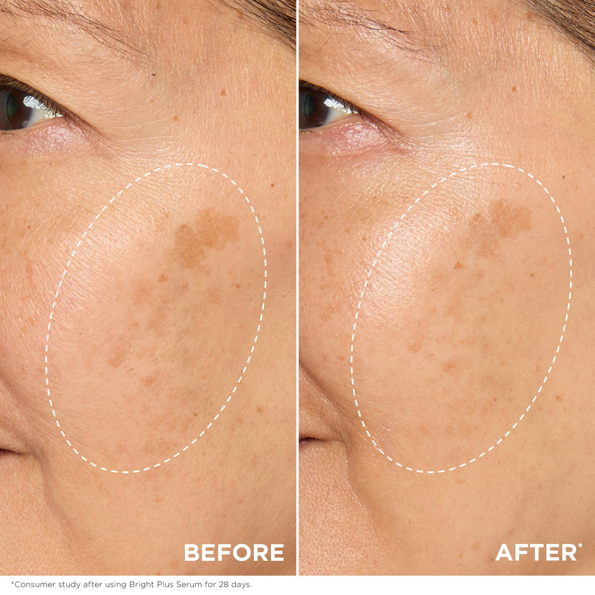 Clarins Bright Plus Serum on skin displaying smooth, radiant texture.